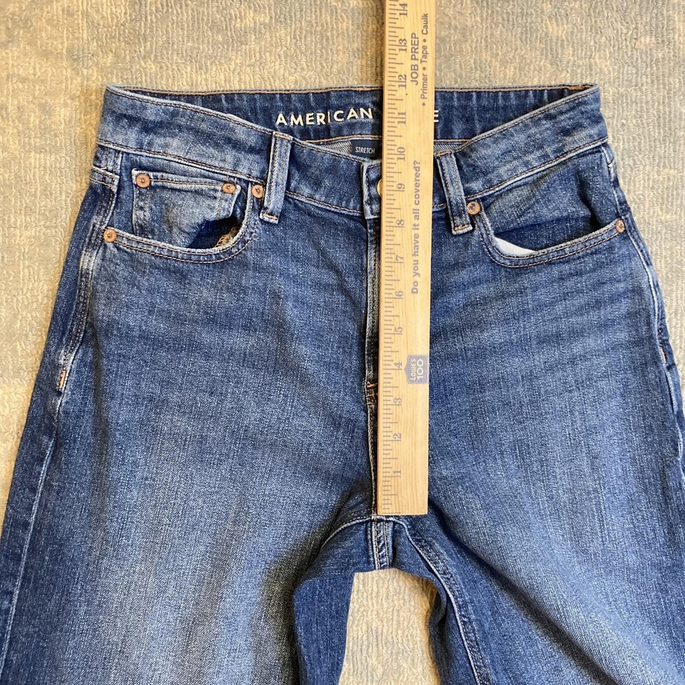 American Eagle Super High-Rise Baggy Wide Leg Jeans Womens 2 Short Blue Denim - Picture 6 of 14